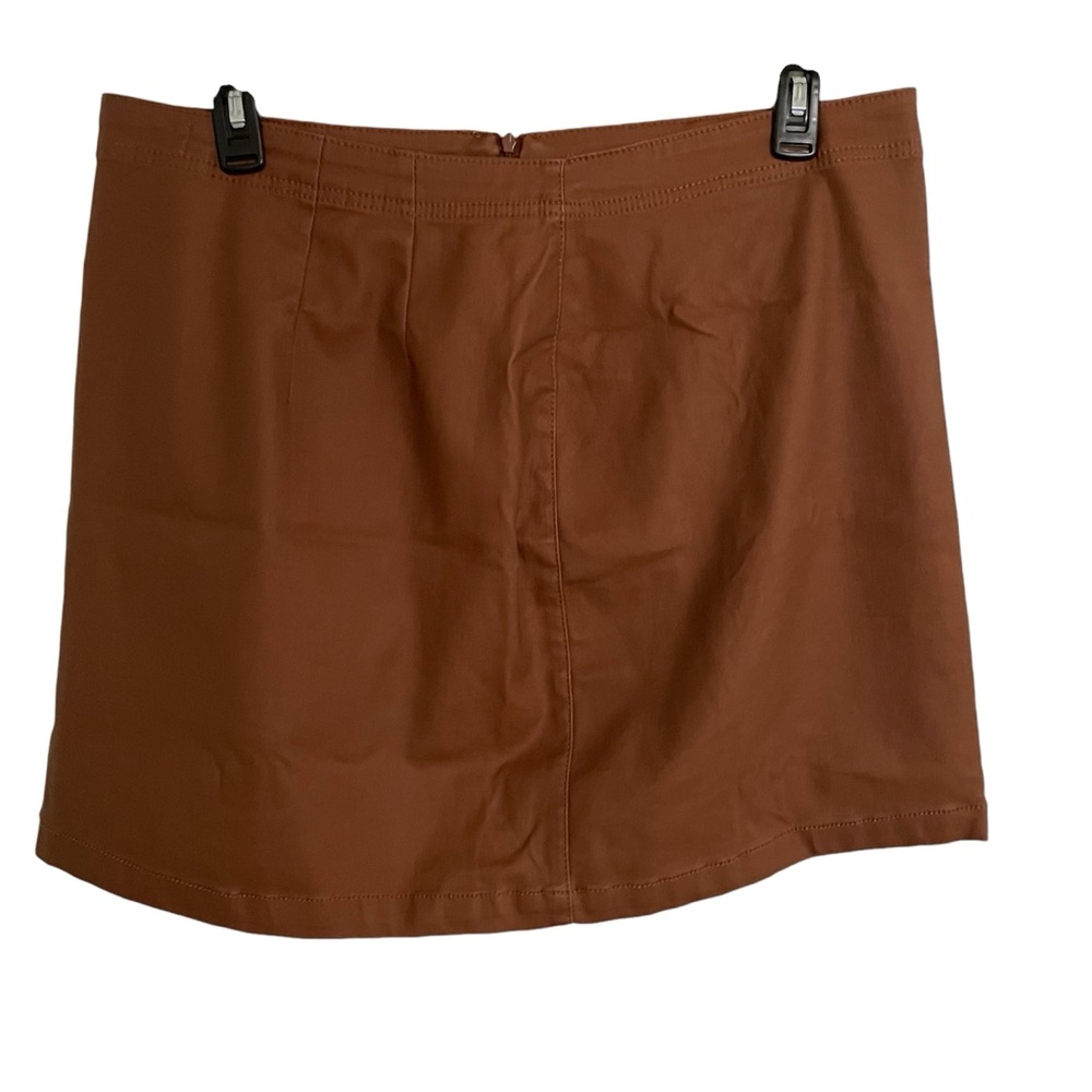 Indigo Rising Brown Size XL Faux Leather Mini Skirt Back Zip